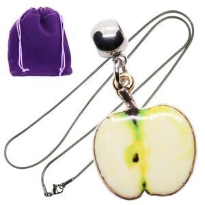 Apple Gift Apple Fruit Food Gift Necklace with Glossy Slice Pendant